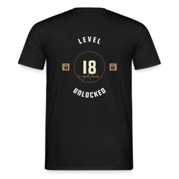 18th Birthday Level eighteen unlocked, gift - Men's T-Shirt - black - Back - AI Model Male 178 light (178cm)