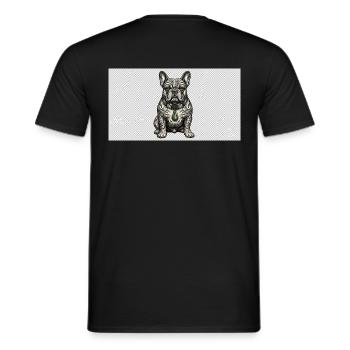Tattoo Bulldog Gris mit Grünem Anhänger - Männer T-Shirt - Schwarz - Hinten - AI Model Male 178 light (178cm)