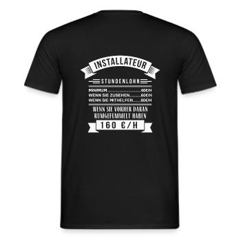 INSTALLATEUR STUNDENLOHN / HANDWERK / BERUF - Männer T-Shirt - Schwarz - Hinten - AI Model Male 178 light (178cm)