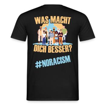 Nein zu Rassismus. Was macht DICH besser? - Männer T-Shirt - Schwarz - Hinten - AI Model Male 178 light (178cm)