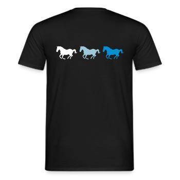 Three horses at a gallop - Men's T-Shirt - black - Back - AI Model Male 178 light (178cm)