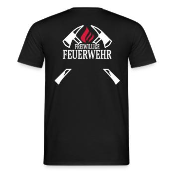 Personalierbar Fw Feuerwehr Axt und Flamme - Männer T-Shirt - Schwarz - Hinten - AI Model Male 178 light (178cm)