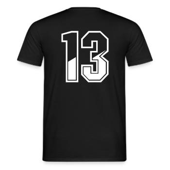 13 years jersey number 13 T-shirt number 13 - Men's T-Shirt - black - Back - AI Model Male 178 light (178cm)