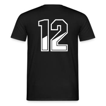12 years jersey number 12 T-shirt number 12 - Men's T-Shirt - black - Back - AI Model Male 178 light (178cm)