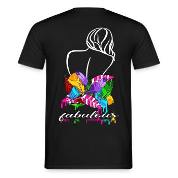Frau mit Federn und Farbe, fabelhaft - Männer T-Shirt - Schwarz - Hinten - AI Model Male 178 light (178cm)