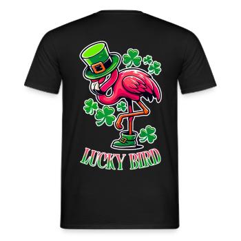 Lucky Bird – St. Patrick's Flamingo - Men's T-Shirt - black - Back - AI Model Male 178 light (178cm)