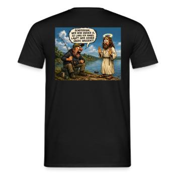 Angler mit Prioritäten - Männer T-Shirt - Schwarz - Hinten - AI Model Male 178 light (178cm)