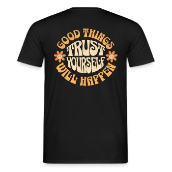Good things will happen - Men's T-Shirt - black - Back - AI Model Male 178 light (178cm)