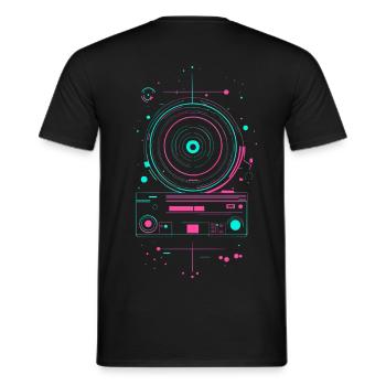 Magnétophone rétro vintage nostalgique - T-shirt homme - noir - Dos - AI Model Male 178 light (178cm)