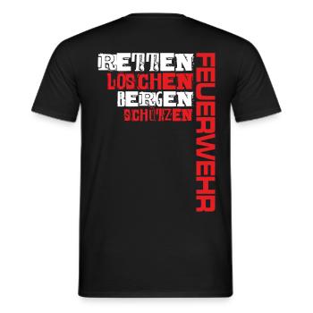 Feuerwehr - Retten Löschen Bergen Schützen - Männer T-Shirt - Schwarz - Hinten - AI Model Male 178 light (178cm)