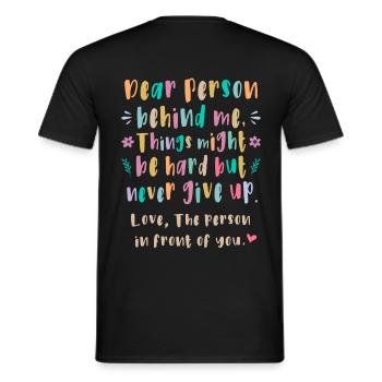 Chère personne derrière moi: Cela pourrait être difficile - T-shirt homme - noir - Dos - AI Model Male 178 light (178cm)
