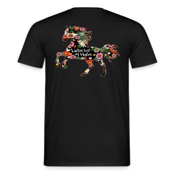Pferd mit Blumen - Männer T-Shirt - Schwarz - Hinten - AI Model Male 178 light (178cm)