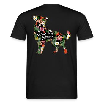 Border Colli floral pattern - Men's T-Shirt - black - Back - AI Model Male 178 light (178cm)