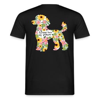 Poodle Flowers Dog Design love has paws - Men's T-Shirt - black - Back - AI Model Male 178 light (178cm)