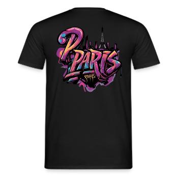 Paris, France, Tour Eiffel - T-shirt homme - noir - Dos - AI Model Male 178 light (178cm)