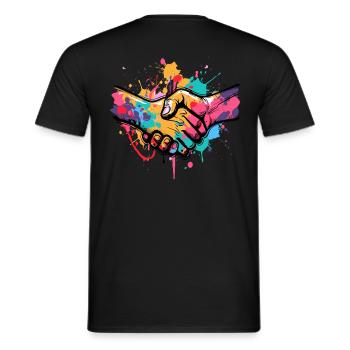 Handshake graffiti - Men's T-Shirt - black - Back - AI Model Male 178 light (178cm)