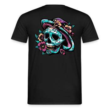crâne néon - T-shirt homme - noir - Dos - AI Model Male 178 light (178cm)