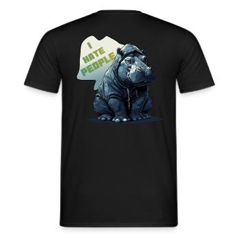 Je déteste les gens - Nilpferd flusspferd - Je n’aime pas - T-shirt homme - noir - Dos - AI Model Male 178 light (178cm)