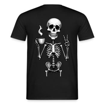 Coffee & Chill – Skelett-Style - Männer T-Shirt - Schwarz - Hinten - AI Model Male 178 light (178cm)