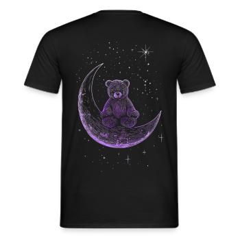 Bär sitzt auf Mond minimalistisch - Männer T-Shirt - Schwarz - Hinten - AI Model Male 178 light (178cm)