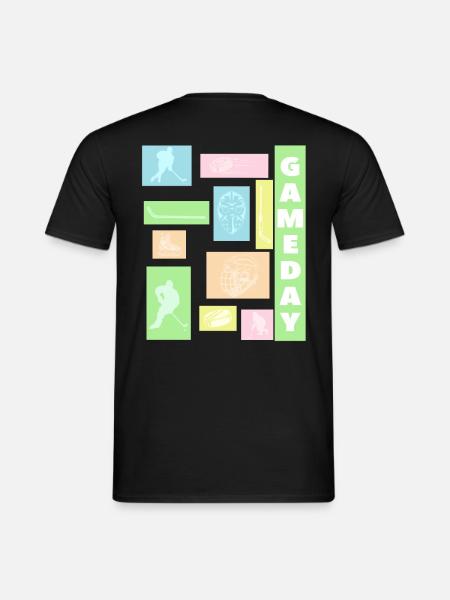 Eishockey Geschenk Trikot Rückenprint Damen Pucks - Männer T-Shirt - Schwarz