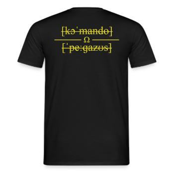 "Command Pegasus Orig. Brand" - Men's T-Shirt - black - Back - AI Model Male 178 light (178cm)