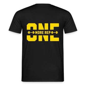 One More Rep – Motivationsshirt für Fitness & Gym - Männer T-Shirt - Schwarz - Hinten - AI Model Male 178 light (178cm)