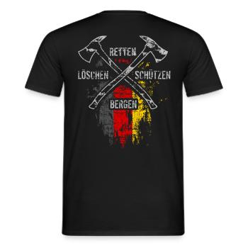 Retten Löschen Bergen Schützen - Männer T-Shirt - Schwarz - Hinten - AI Model Male 178 light (178cm)