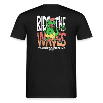Ride the waves Teahupoo Tahiti - Men's T-Shirt - black - Back - AI Model Male 178 light (178cm)