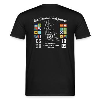 Vendée race around the globe - Men's T-Shirt - black - Back - AI Model Male 178 light (178cm)