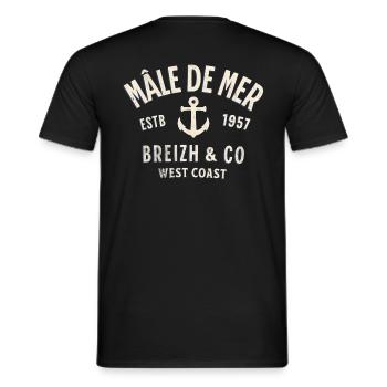 Male of the Sea Breizh Co - Men's T-Shirt - black - Back - AI Model Male 178 light (178cm)