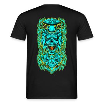 Psychedelisches Schädelportal – Okkulte Pilzvision - Männer T-Shirt - Schwarz - Hinten - AI Model Male 178 light (178cm)