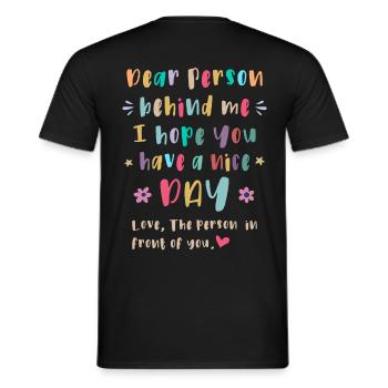 Chère personne derrière moi, Passez une bonne journée - T-shirt homme - noir - Dos - AI Model Male 178 light (178cm)