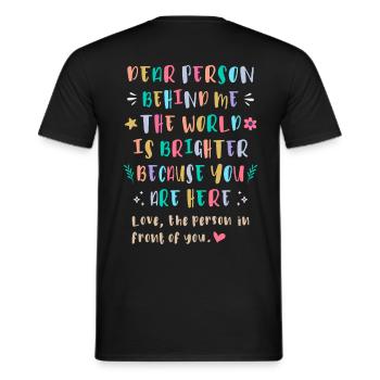 Le monde est plus beau parce que vous êtes ici - T-shirt homme - noir - Dos - AI Model Male 178 light (178cm)
