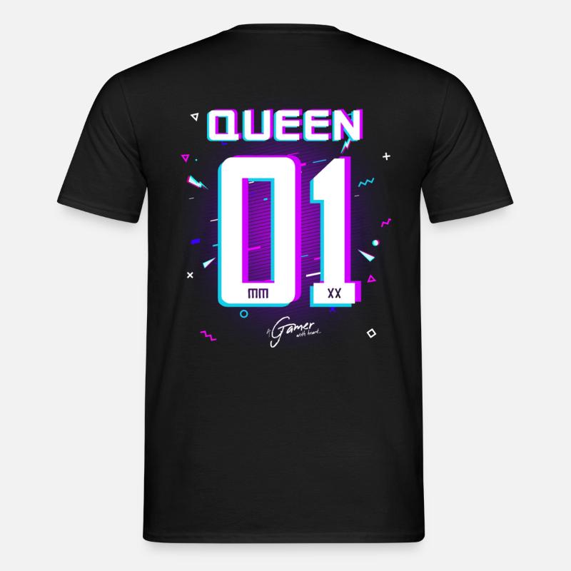 Gamer - King - Queen Present Idé - T-shirt herr - svart