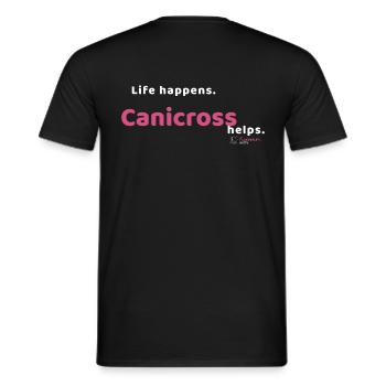 Life Happens. Canicross helps. - hell - Männer T-Shirt - Schwarz - Hinten - AI Model Male 178 light (178cm)