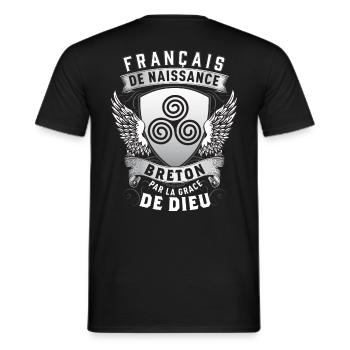 Breton grâce de Dieu - T-shirt homme - noir - Dos - AI Model Male 178 light (178cm)