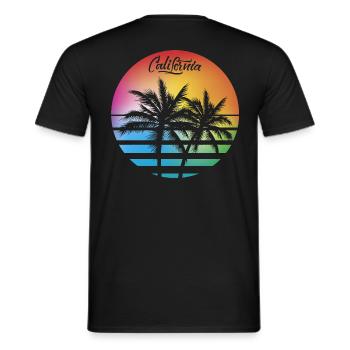 CALIFORNIA PALM TREES SUNSET G - Men's T-Shirt - black - Back - AI Model Male 178 light (178cm)
