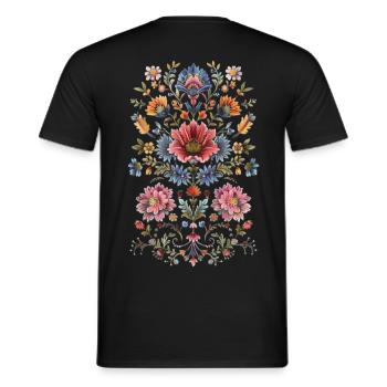 Motif floral original - T-shirt homme - noir - Dos - AI Model Male 178 light (178cm)