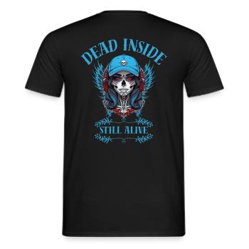 "Dead Inside, Still Alive." - Men's T-Shirt - black - Back - AI Model Male 178 light (178cm)