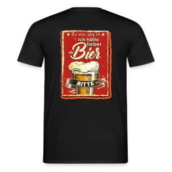 Lustiges Bier Zu Vino sag ich lieber 2 Bier Bitte - Männer T-Shirt - Schwarz - Hinten - AI Model Male 178 light (178cm)