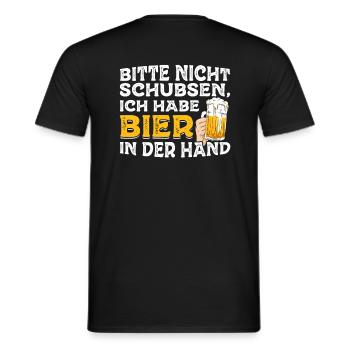 Bitte nicht schubsen, ich habe Bier in der Hand - Männer T-Shirt - Schwarz - Hinten - AI Model Male 178 light (178cm)