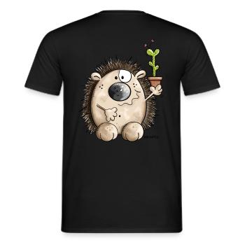 Igel mit Kaktus - Männer T-Shirt - Schwarz - Hinten - AI Model Male 178 light (178cm)