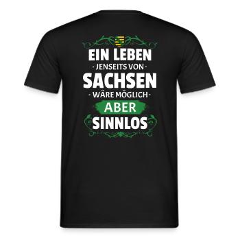 SINNLOS - SACHSEN - Männer T-Shirt - Schwarz - Hinten - AI Model Male 178 light (178cm)