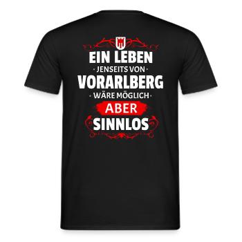 SINNLOS - VORARLBERG - Männer T-Shirt - Schwarz - Hinten - AI Model Male 178 light (178cm)