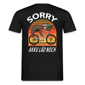 Fahrrad Faultier - Sorry Akku läd noch - Männer T-Shirt - Schwarz - Hinten - AI Model Male 178 light (178cm)