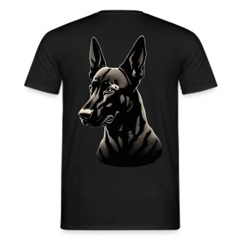 Head German Shepherds and Malinois Portait Drawing - Men's T-Shirt - black - Back - AI Model Male 178 light (178cm)