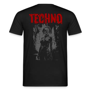Techno - Men's T-Shirt - black - Back - AI Model Male 178 light (178cm)