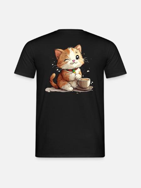 Chemise Chat - Motif Chat Anime Mignon - T-shirt homme - noir