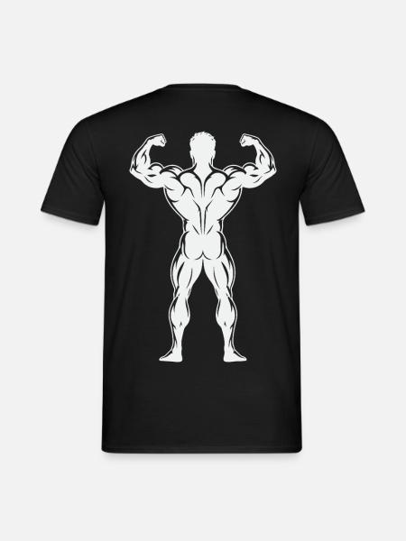 Rückenprint: Bodybuilder-Trainings, - Männer T-Shirt - Schwarz